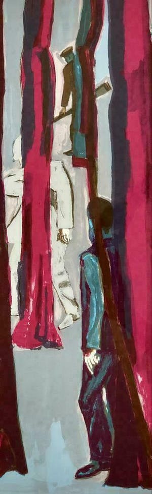 Hans Ebeling Koning - 2 ingelijste gesig litho's 'Bos Rechts en Bos Links kopen? Bied vanaf 170!