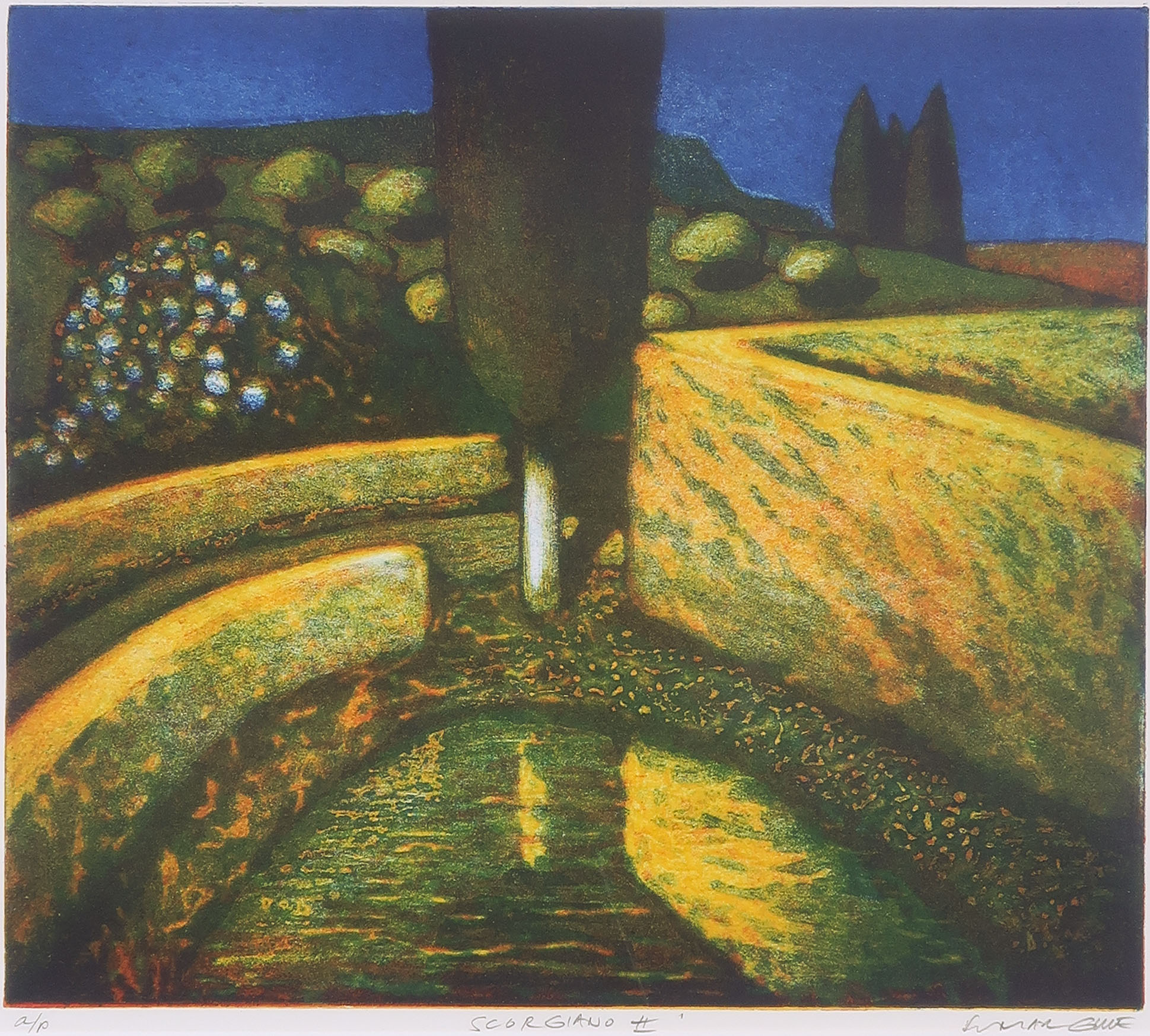 Elmar Gille - Kleurenets, Scorgiano II - Ingelijst kopen? Bied vanaf 50!