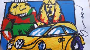 Herman Brood - VW Beetle - ZGAN - Ingelijst verkocht voor € 150!