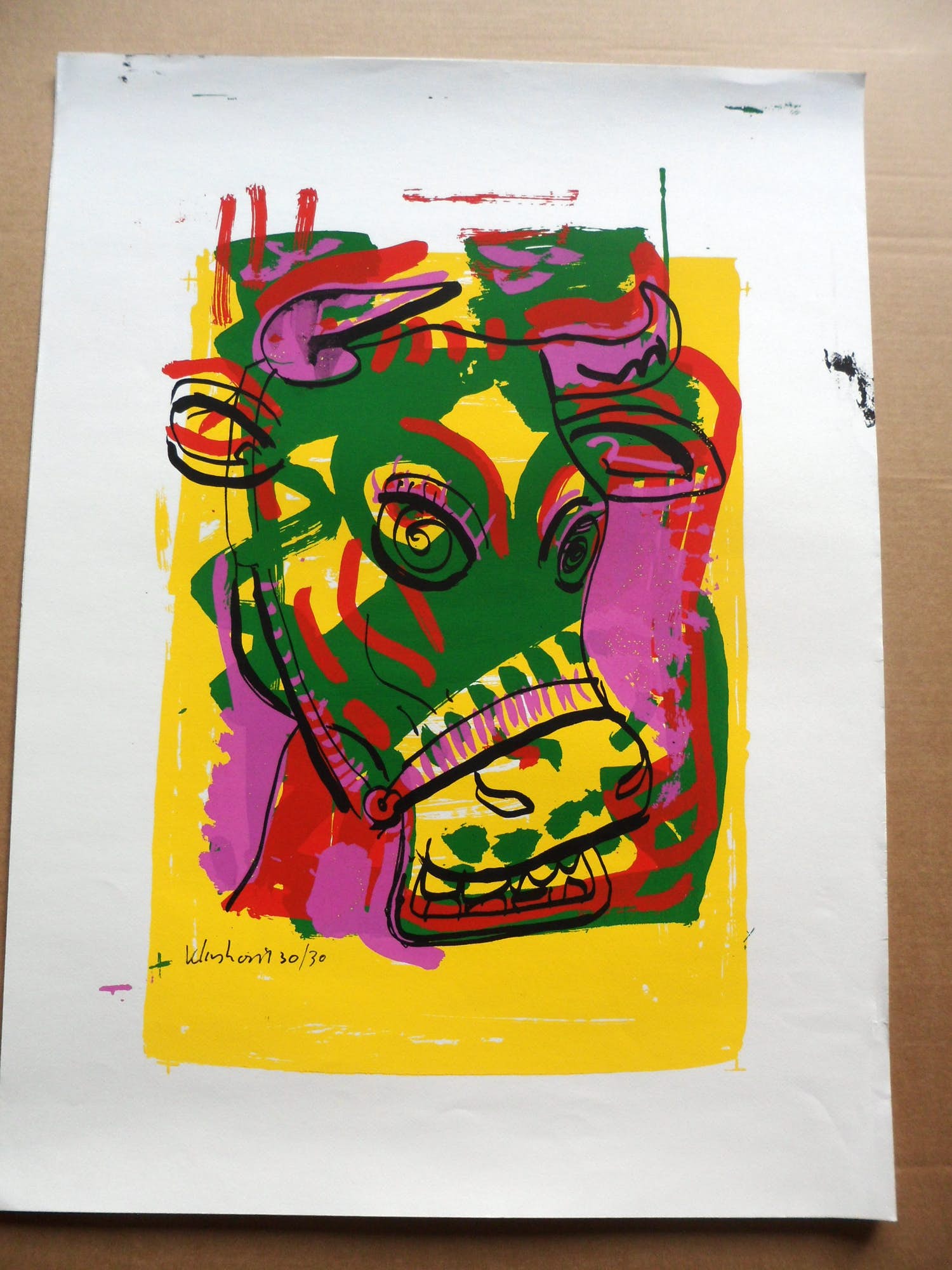 Peter Klashorst - Zeefdruk, titel. "Cow ". kopen? Bied vanaf 35!