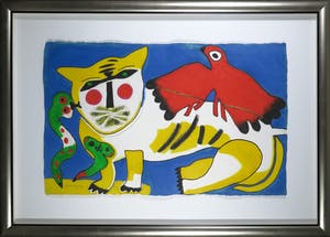 Corneille - Aquagravure op handgeschept papier, Chat jaune - Ingelijst (Zeer groot) kopen? Bied vanaf 700!