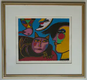 Corneille - handgesigneerde kleurenzeefdruk | 'Maanclown' | 1994 (FRAAI INGELIJST) kopen? Bied vanaf 350!