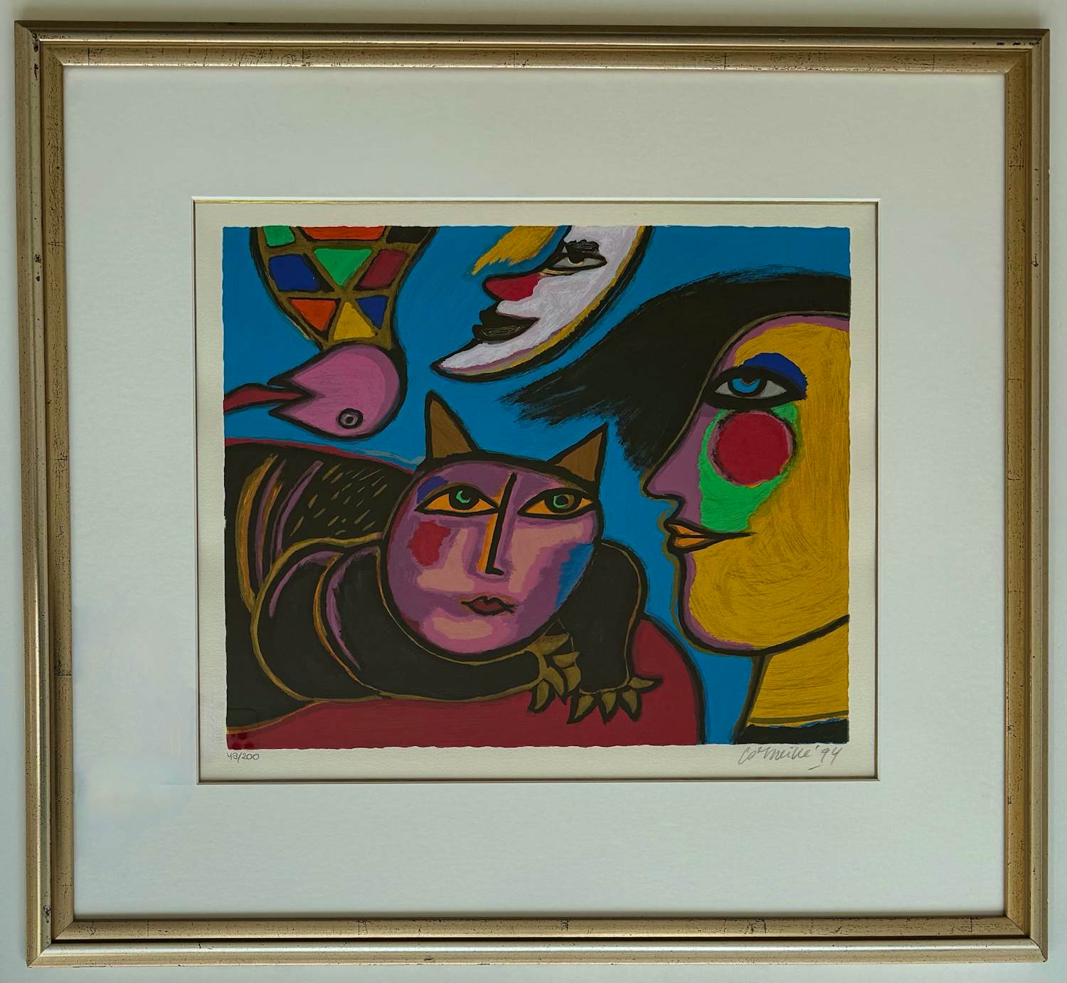 Corneille - handgesigneerde kleurenzeefdruk | 'Maanclown' | 1994 (FRAAI INGELIJST) kopen? Bied vanaf 350!