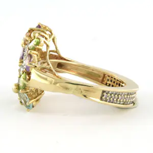 14k bicolor gouden ring bezet met edelstenen en diamant - rm 18 (57) kopen? Bied vanaf 400!