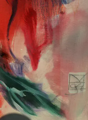 Marli Hommel - Acrylverf op doek: Compositie met stier - 1994 kopen? Bied vanaf 1250!