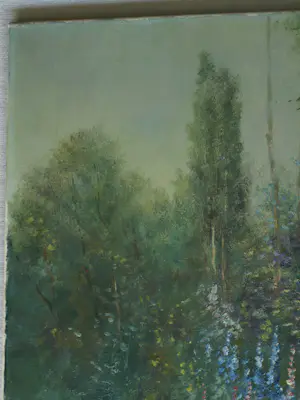 Friedrich Adolf Apfelbaum - Olieverf op doek , Romantische Tuin – 80 x 70 cm – ca. 1950 kopen? Bied vanaf 100!