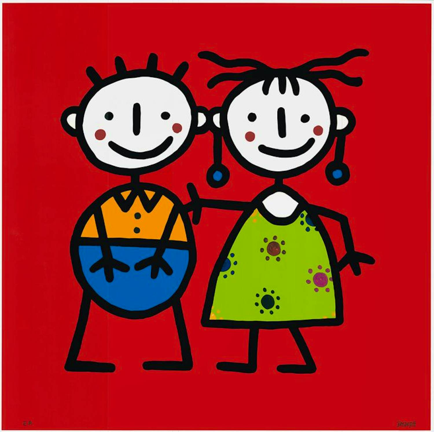 Franz Basdera - Kleurenzeefdruk BOY and GIRL Handgesign. kopen? Bied vanaf 75!