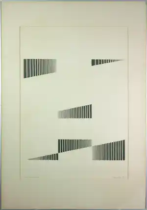 Robert Metz - Pen op papier, 3x gedeeld vlak op papier C - Ingelijst verkocht voor € 75!