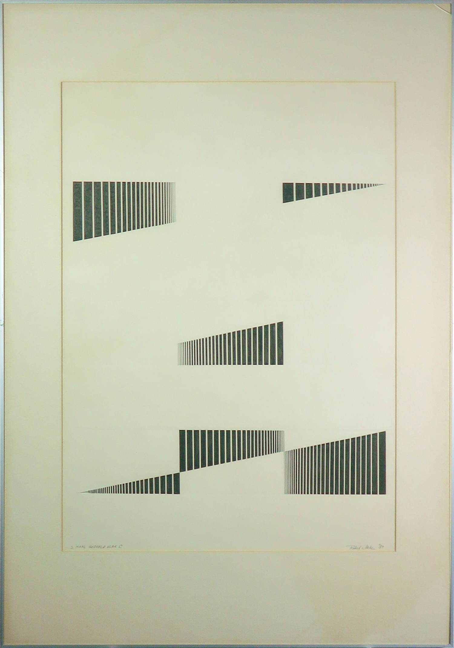 Robert Metz - Pen op papier, 3x gedeeld vlak op papier C - Ingelijst kopen? Bied vanaf 80!