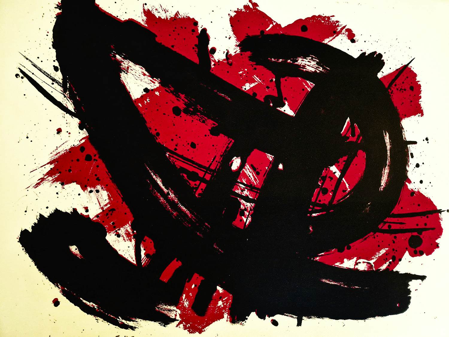 Wim Motz - 1959 - grote abstracte kleuren-lithografie - zonder titel- gesigneerd kopen? Bied vanaf 39!