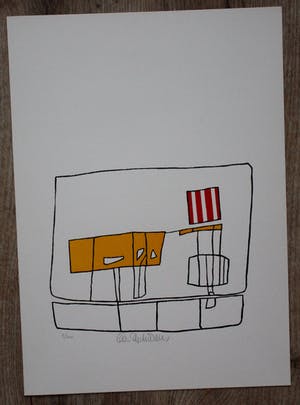 Cees Andriessen - linosnede: Bollewop - 1974 kopen? Bied vanaf 45!