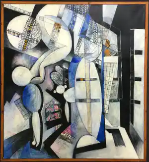 Eva van der Vaart - van Steenbergen - figuratief olieverfschilderij in houten lijst (Groot!) verkocht voor € 135!
