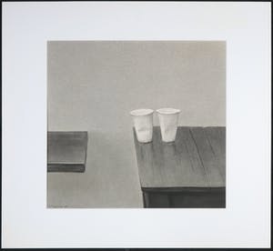 Gerard Huysman - Pasteltekening van twee plastic bekers kopen? Bied vanaf 1!