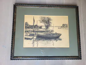 Willem Witjens - ets - Binnenhaventje met bootjes - 1929, gesigneerd r.o. kopen? Bied vanaf 20!