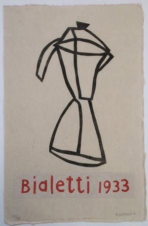 Klaas Gubbels - houtdruk met collage - Bialetti 1933 - oplage 40. kopen? Bied vanaf 425!