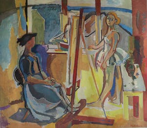 Max Hegetschweiler - Kunst-Schoolplaat V.AE.V.O. , “Ballerina als model” - ca 1965 kopen? Bied vanaf 1!