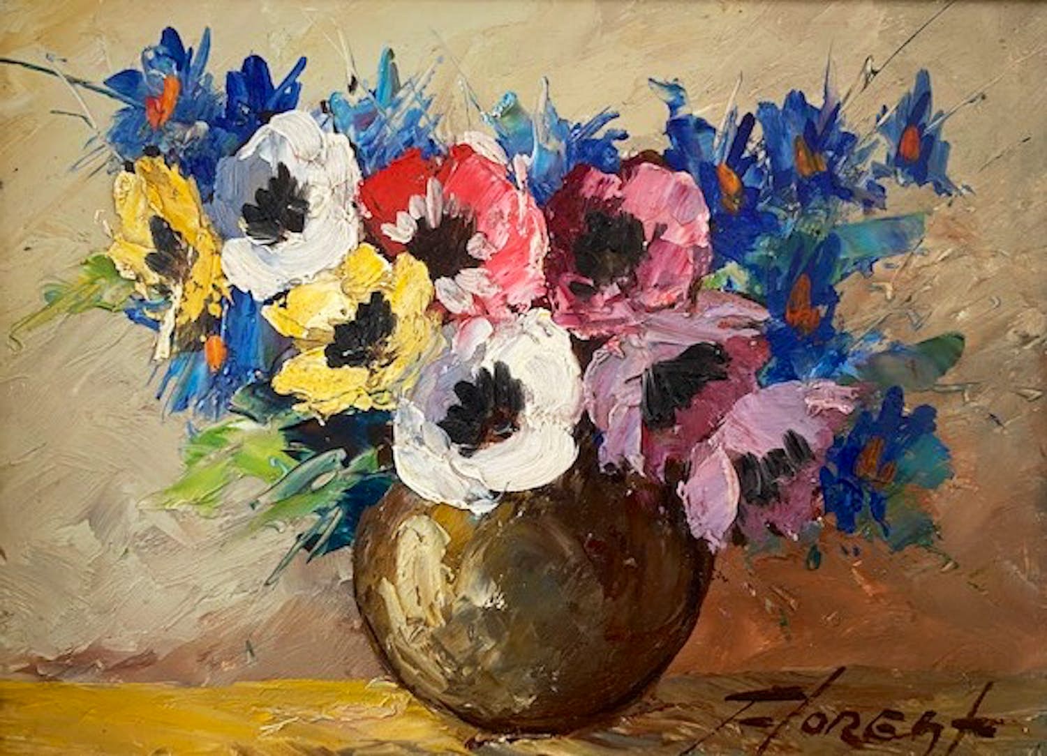 Niet of onleesbaar gesigneerd - boeket met korenbloemen kopen? Bied vanaf 1!