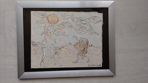 Reinhoud D'Haese - tekening, gedateerd en ingelijst. CoBrA kunstenaar kopen? Bied vanaf 330!