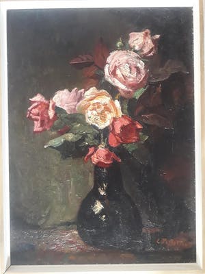 George Pletser - Bloemstilleven met rozen in vaas. kopen? Bied vanaf 325!