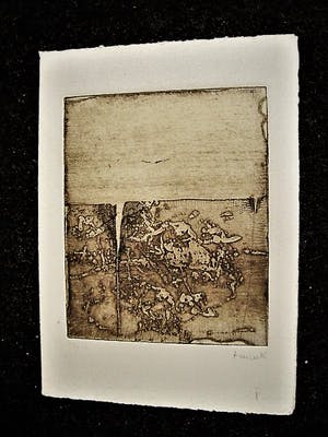 Niet of onleesbaar gesigneerd - 3 verschillende Duitse Etsen - 1975 - potloodgesign. -met tekst binnenzijde kopen? Bied vanaf 1!