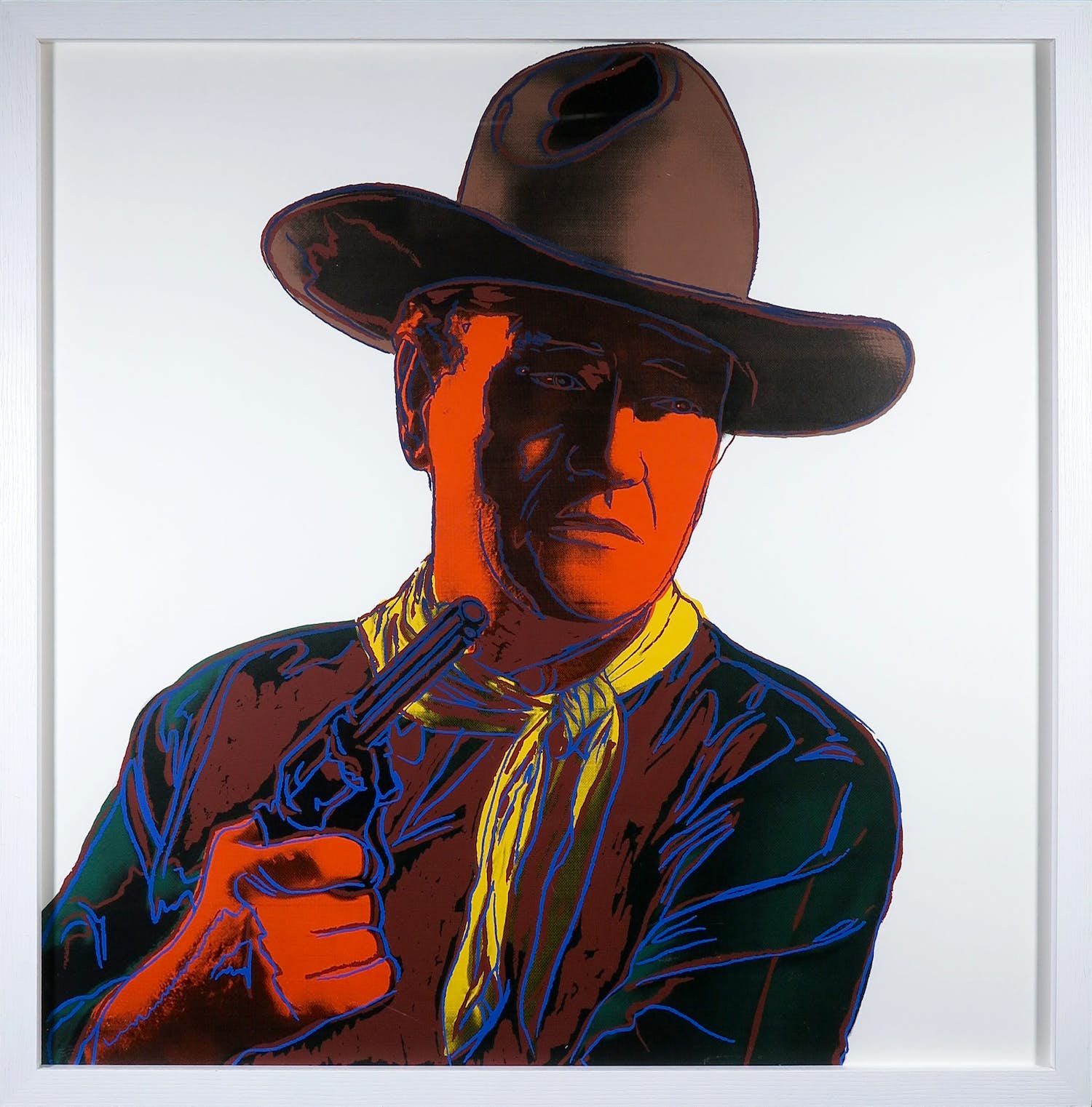 Andy Warhol - Zeefdruk, John Wayne, uit Cowboys & Indians - Ingelijst verkocht voor € 1!