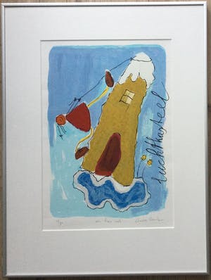 Geke uit de Bosch - Luchtkasteel - 'een hapje wolk' | kleuren zeefdruk (ingelijst) kopen? Bied vanaf 39!