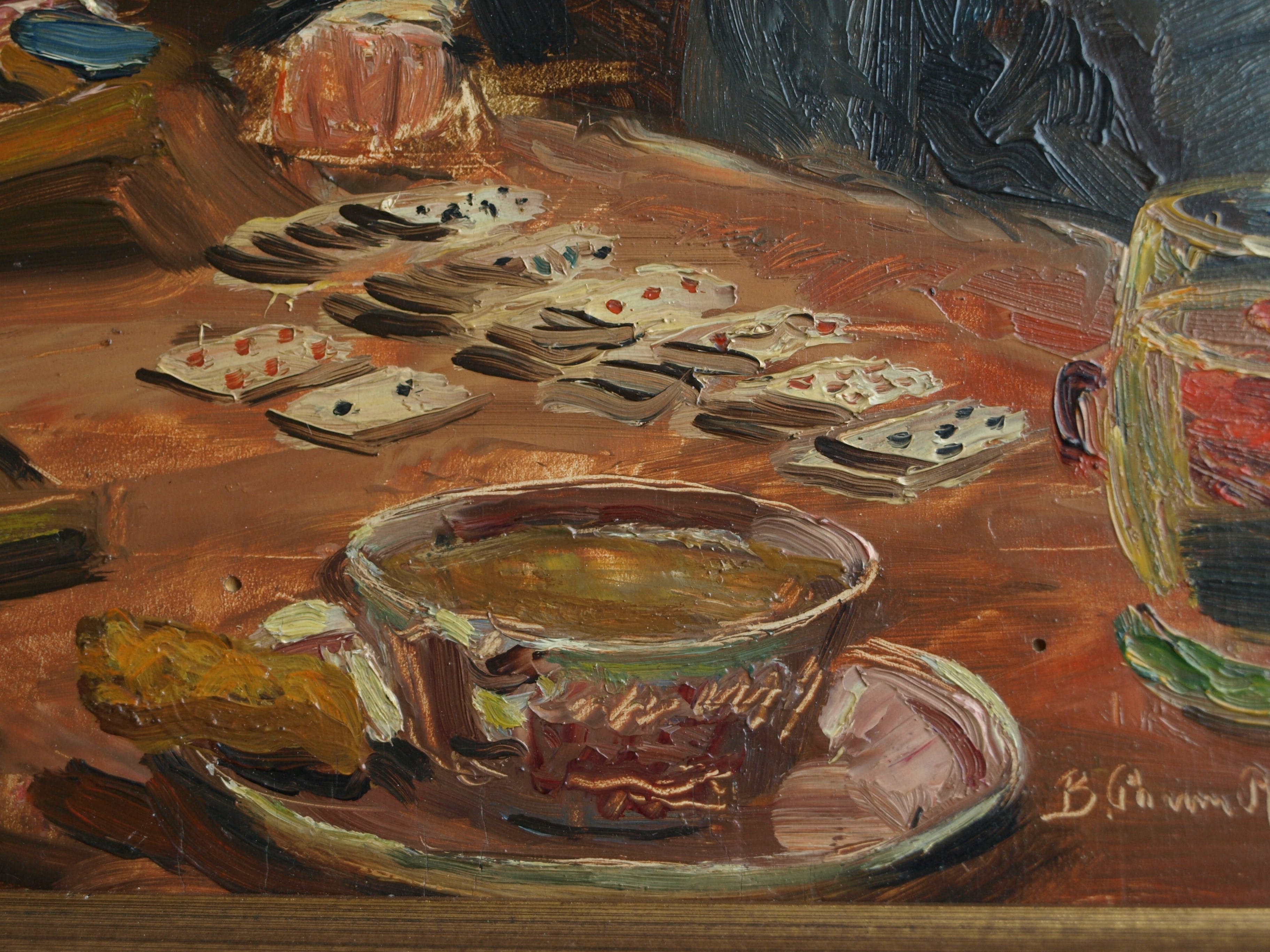 Bethijl Philippus van Romondt - Olieverf op paneel , Aan de tafel – gesigneerd & ingelijst – 1939 kopen? Bied vanaf 175!