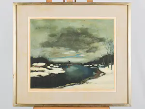Albert Saverys - Winters rivierlandschap kopen? Bied vanaf 80!