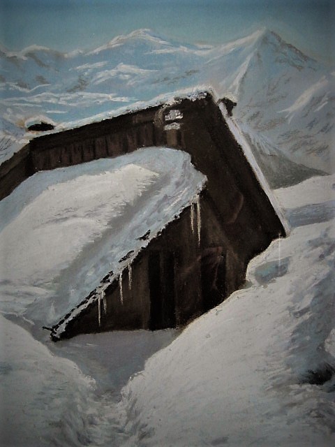 Niet of onleesbaar gesigneerd - Fraai en Groot 1941 Aquarel "Zonnige winterochtend in de Alpen" gesigneerd kopen? Bied vanaf 1!