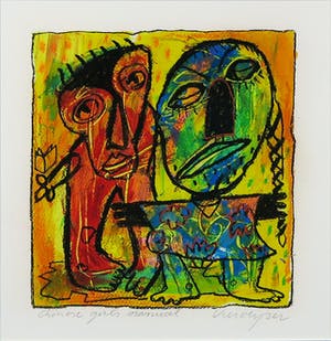 Henk Vierveijzer - Gemengde techniek op papier, Chinese girls manual- Ingelijst kopen? Bied vanaf 50!