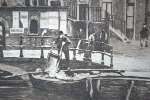 Willem Witsen - Ets - 1912 - het Beurspoortje Amsterdam - fraai ingelijst kopen? Bied vanaf 250!