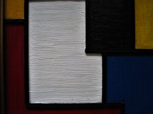Pjotr van Oorschot - Geometrische Hout en Acrylverf Collage "Hommage a de Stijl" gesigneerd kopen? Bied vanaf 10!