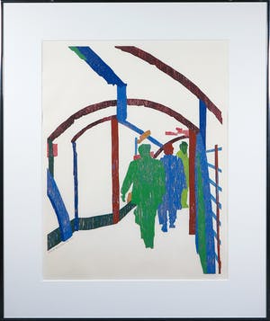 Peter Wortel - Houtsnede, Green Park Tube - Ingelijst kopen? Bied vanaf 1!
