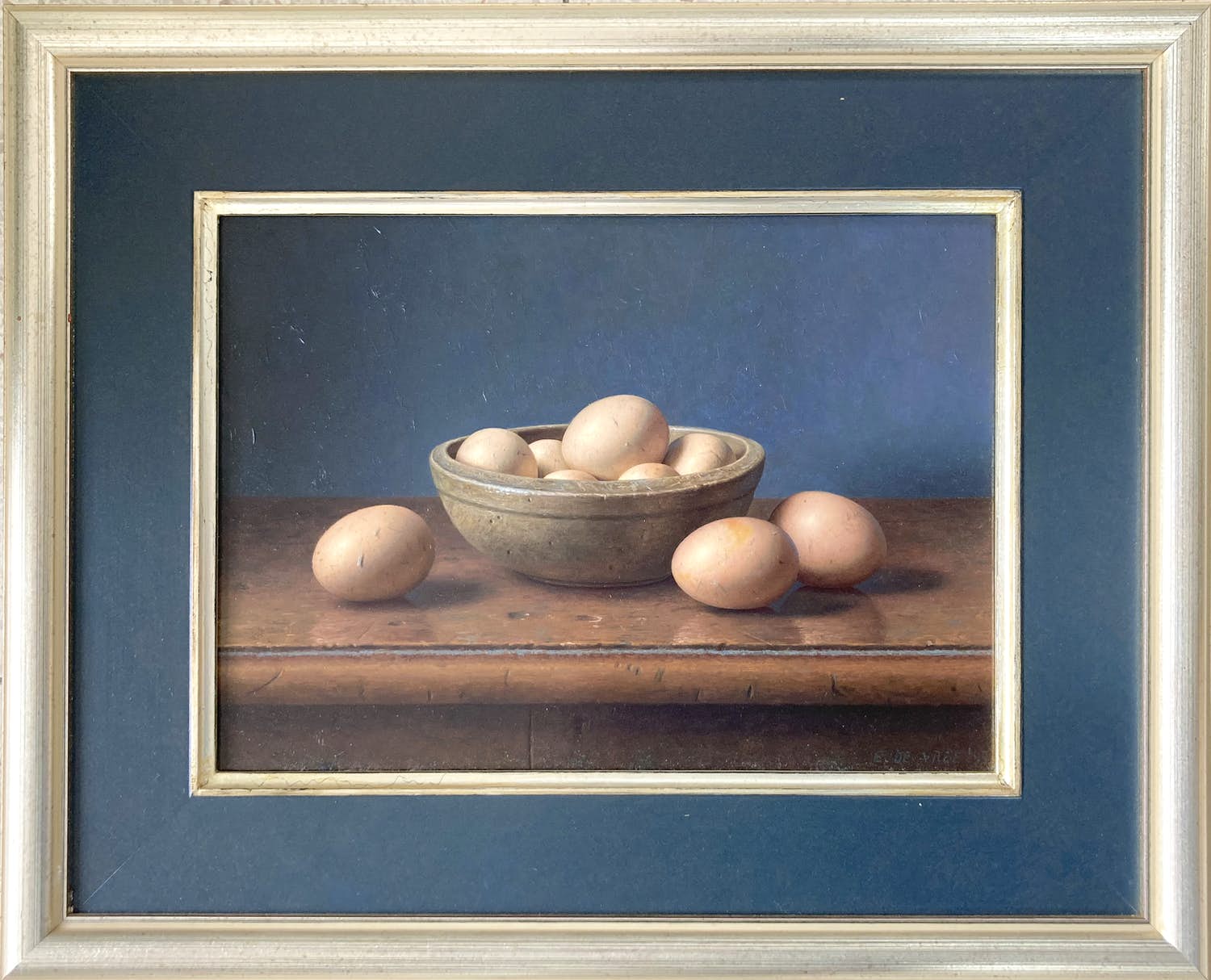 Eric De Vree - Olieverf op paneel, Scharreleieren - Ingelijst verkocht voor € 450!