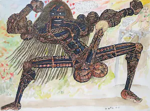 Hein Dingemans - Gemengde techniek op papier, Jij daar - Ingelijst kopen? Bied vanaf 70!