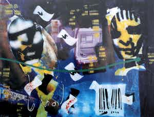 Herman Brood - ingelijste zeefdruk: financial times (nette lijst!) verkocht voor € 250!