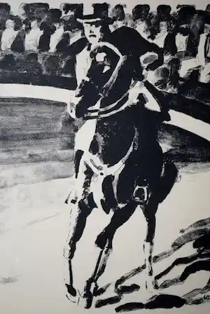 Kees Maks - Hogeschoolruiter - litho 1939 - originele lijst verkauft für € 65!