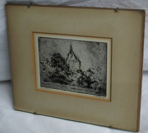 Wim Steijn - Ets , Kasteel - bij Haarlem? – gesigneerd – 1973 kopen? Bied vanaf 10!