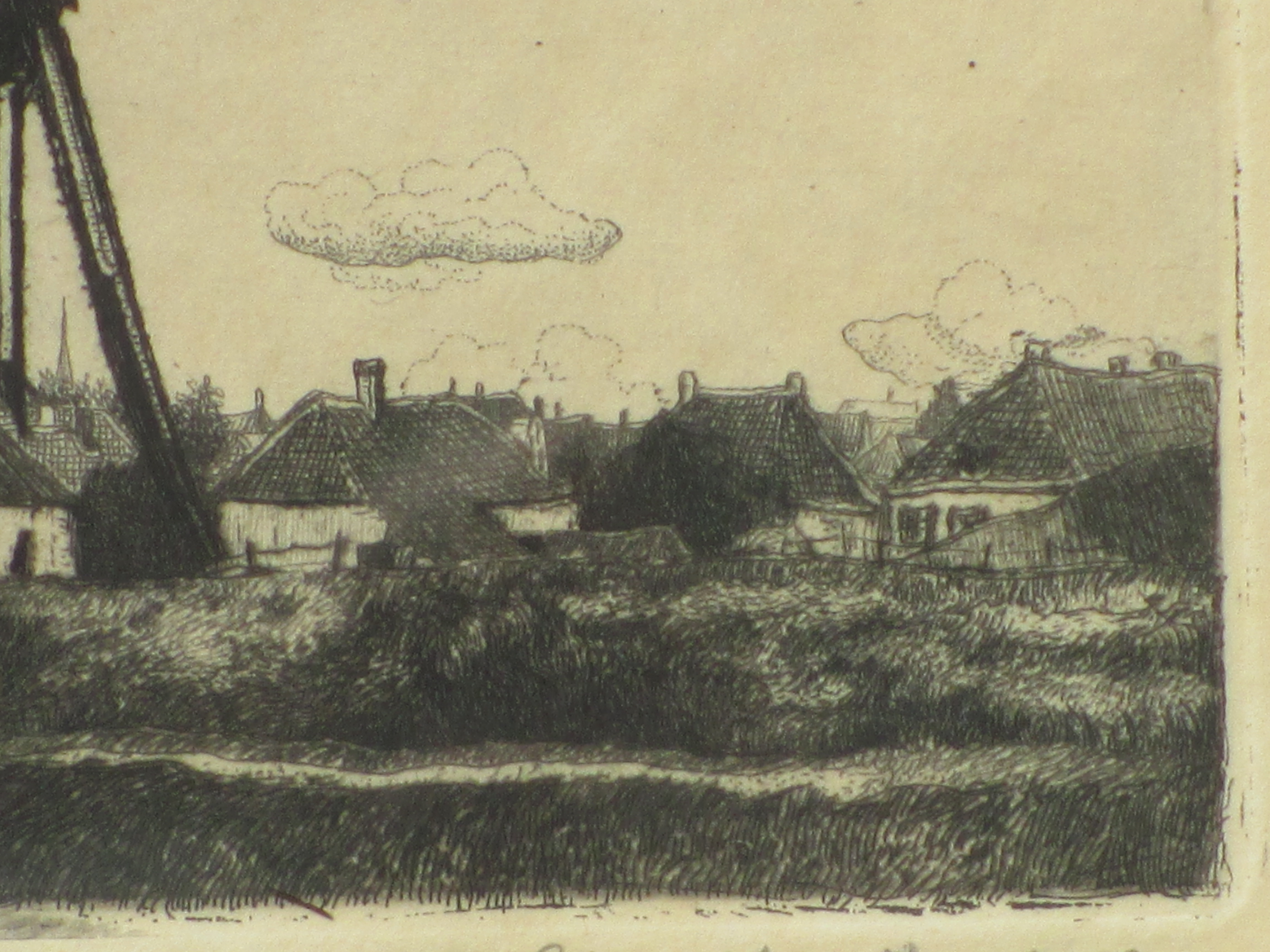 Johannes Graadt van Roggen - Gezicht op Grave met molen - Ets kopen? Bied vanaf 80!