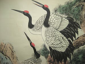 Niet of onleesbaar gesigneerd - De inktkleur van een handgeschilderde Ga schilderij levensduur kraan ChenMei陈枚《松 kopen? Bied vanaf 10!