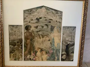 Willem van Konijnenburg - Drieluik - ontsluiering , prachtig ingelijst kopen? Bied vanaf 50!