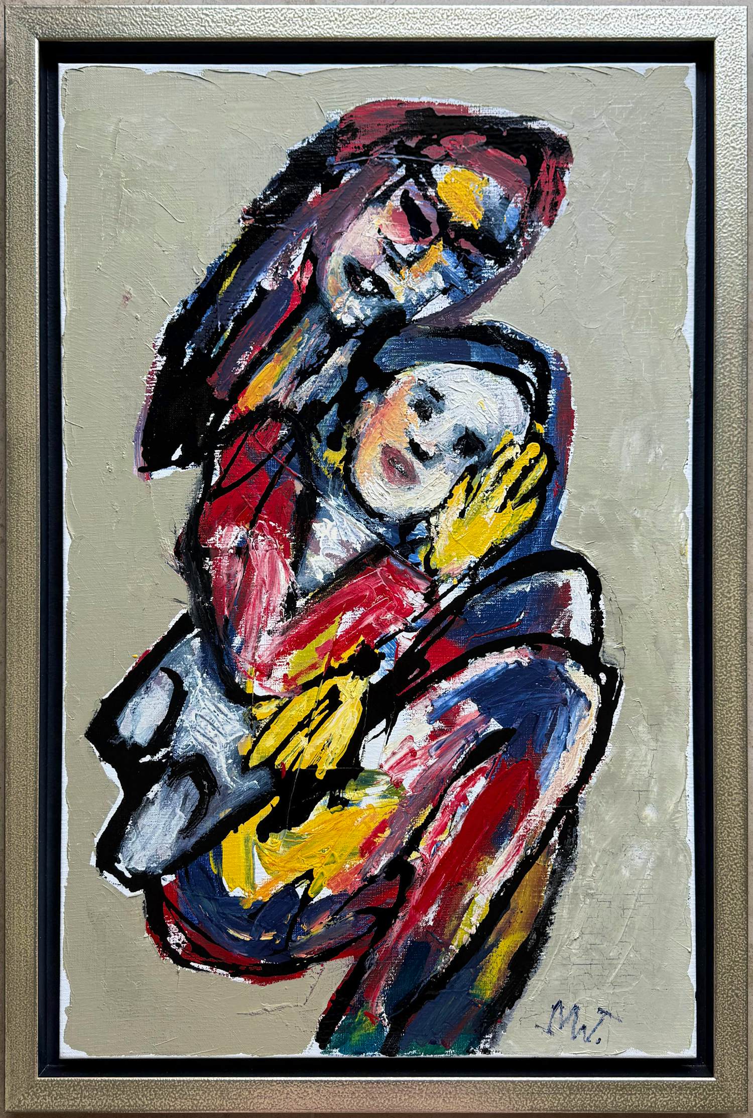 Martin van Wordragen - Olieverf op doek: 'Moeder met kind' verkocht voor € 475!