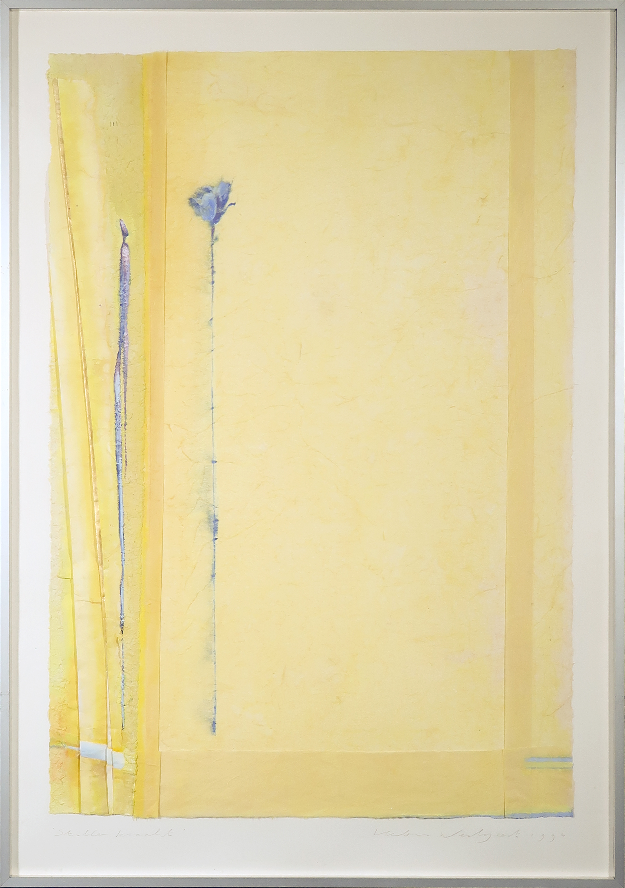 Helen Westgeest - Gouache en collage van geschept papier, Stille kracht - Ingelijst verkocht voor € 60!