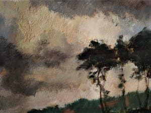 Niet of onleesbaar gesigneerd - Bekwaam, in 1943 geschilderd, impress. olieverf "Herfst landschap" gesigneerd kopen? Bied vanaf 1!