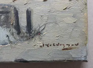 Jan Kelderman - Wintergezicht. Boerderij en roeiboot. kopen? Bied vanaf 20!