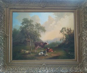Pieter Plas - 1840 - Vee met uitzicht op landschap kopen? Bied vanaf 5995!