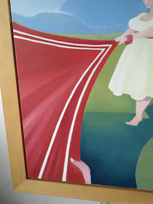 Niet of onleesbaar gesigneerd - Olieverf op doek , ingelijst , De Picknick – Lijst 118 x 118 cm. kopen? Bied vanaf 1!