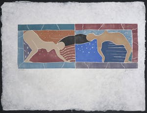 Geertje Briels - Houtdruk op geschept papier, Strijd kopen? Bied vanaf 1!