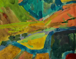 Buy Dirk Breed - Twee (2) expressionistische aquarellen "landschappen" 1x gesigneerd? Bid from 20!