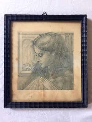 Jan Toorop - Meisjeshoofd - Lithografie, Ingelijst verkocht voor € 60!